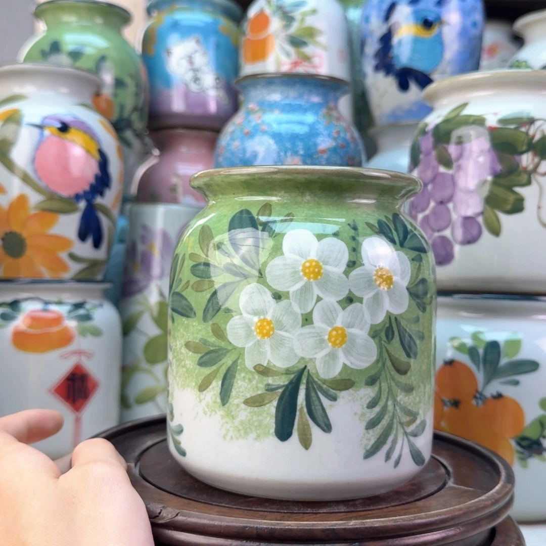 景德镇陶瓷手绘花瓶无孔