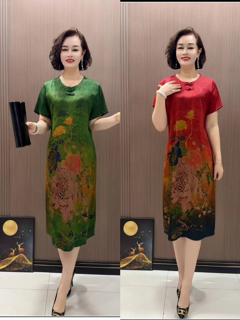 2502款时尚气质宽松印花洋气显瘦夏季连衣裙