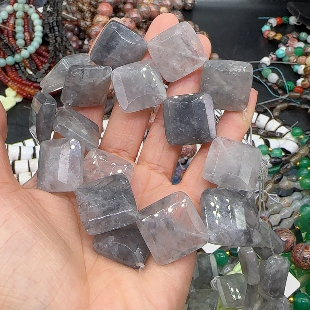 玛瑙/玉髓合金珠宝半成品云水晶25mm一条