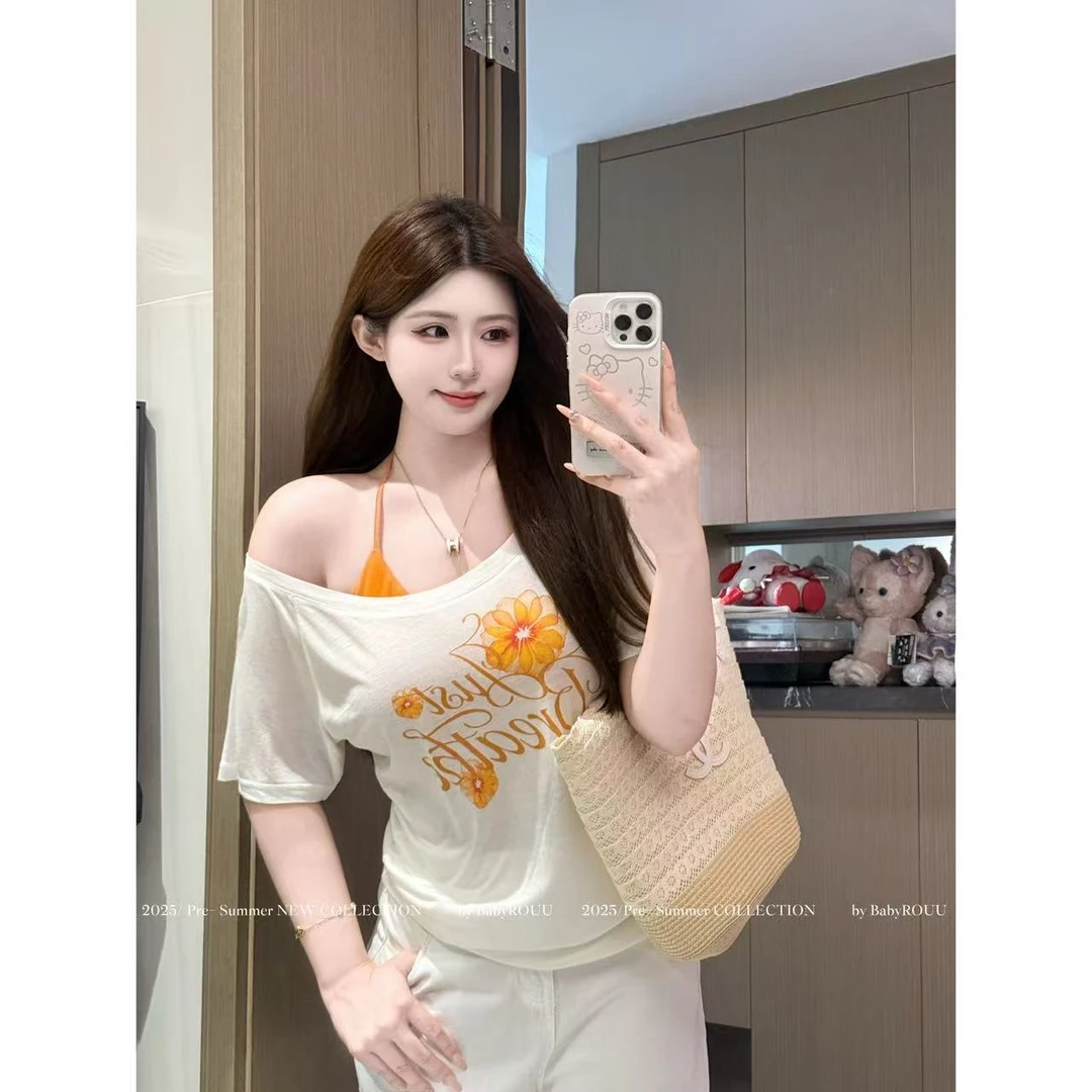 XD麦991090【热情伯德】温与柔性感波点显瘦吊带短袖半裙长裤套装