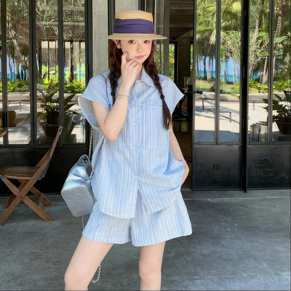 小个子巨好看的显高穿搭套装夏日2025新款清新多巴胺清纯系两件套