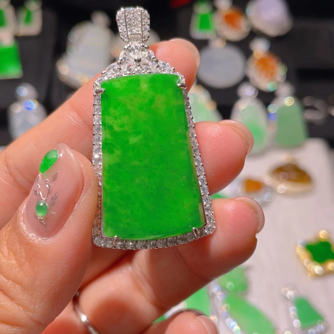 翡翠颈饰银S925镶嵌精品