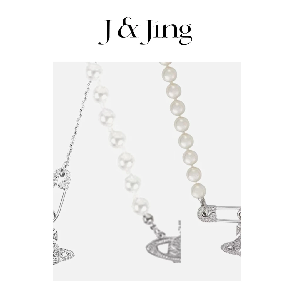 铜合金仿珍珠吊坠 J&Jing-「满钻小土星」-珍珠高级感百搭项链YP202