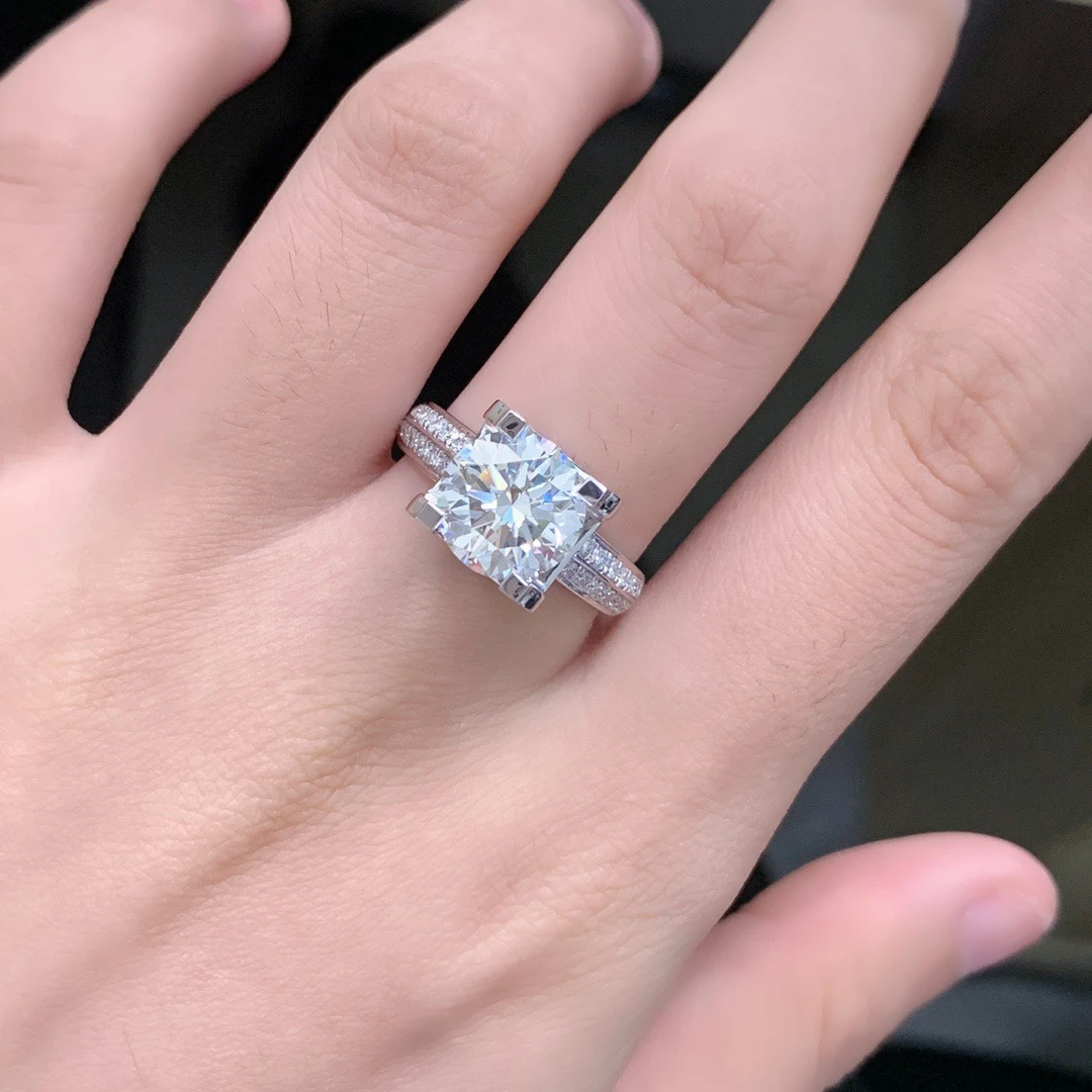 国检天然钻石戒指真钻3.01克拉H色VS净度Pt950牛头款钻戒女21672