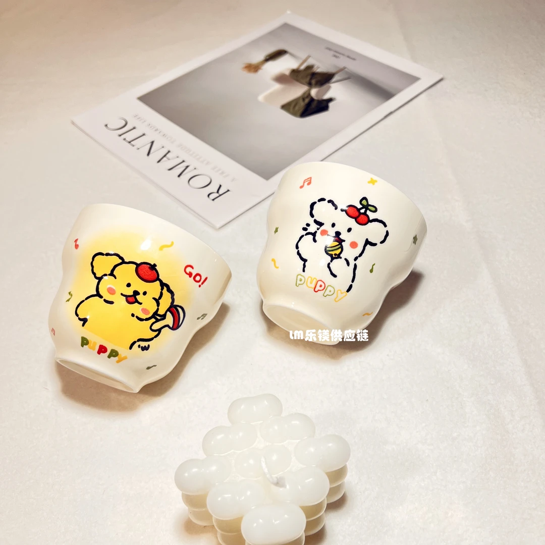 快乐小狗系列葫芦杯可爱萌趣高颜值陶瓷餐具酸奶杯牛奶杯果汁杯