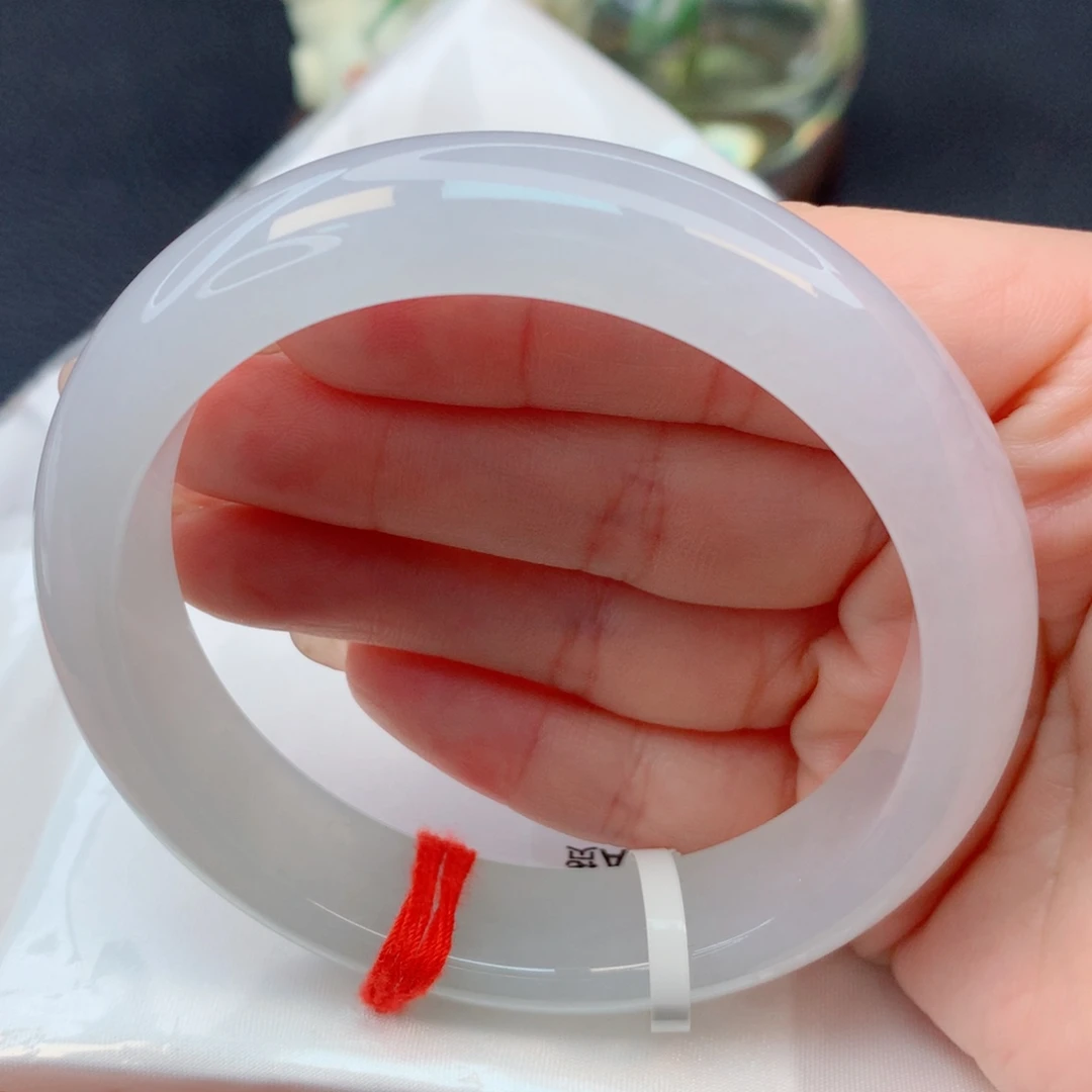 翡翠未镶嵌手镯59-60糯冰白月光