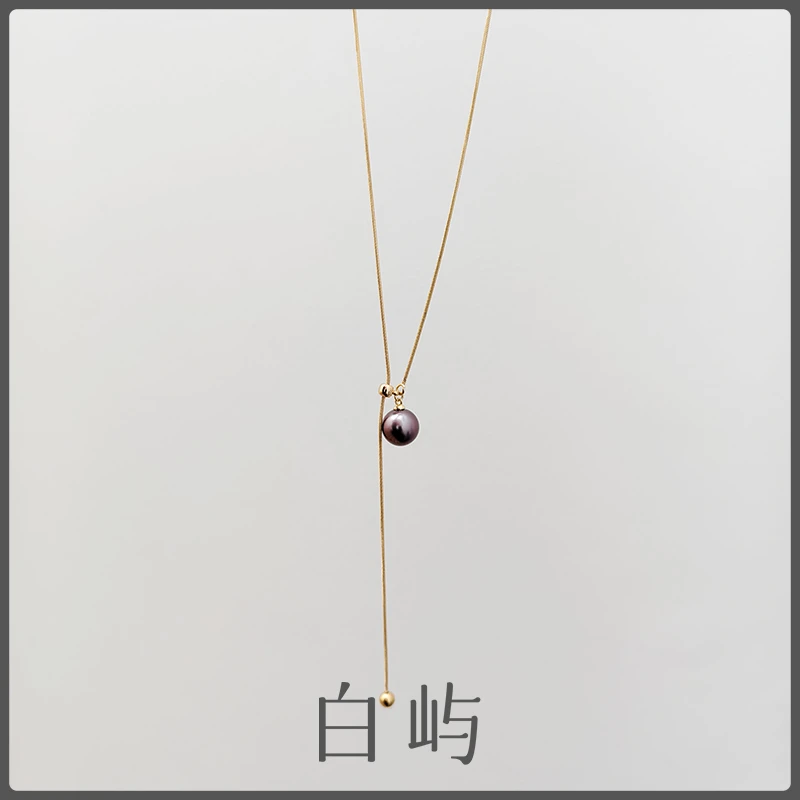 PN108天然淡水紫珠珍珠蛇骨链吊坠项链10-11mm