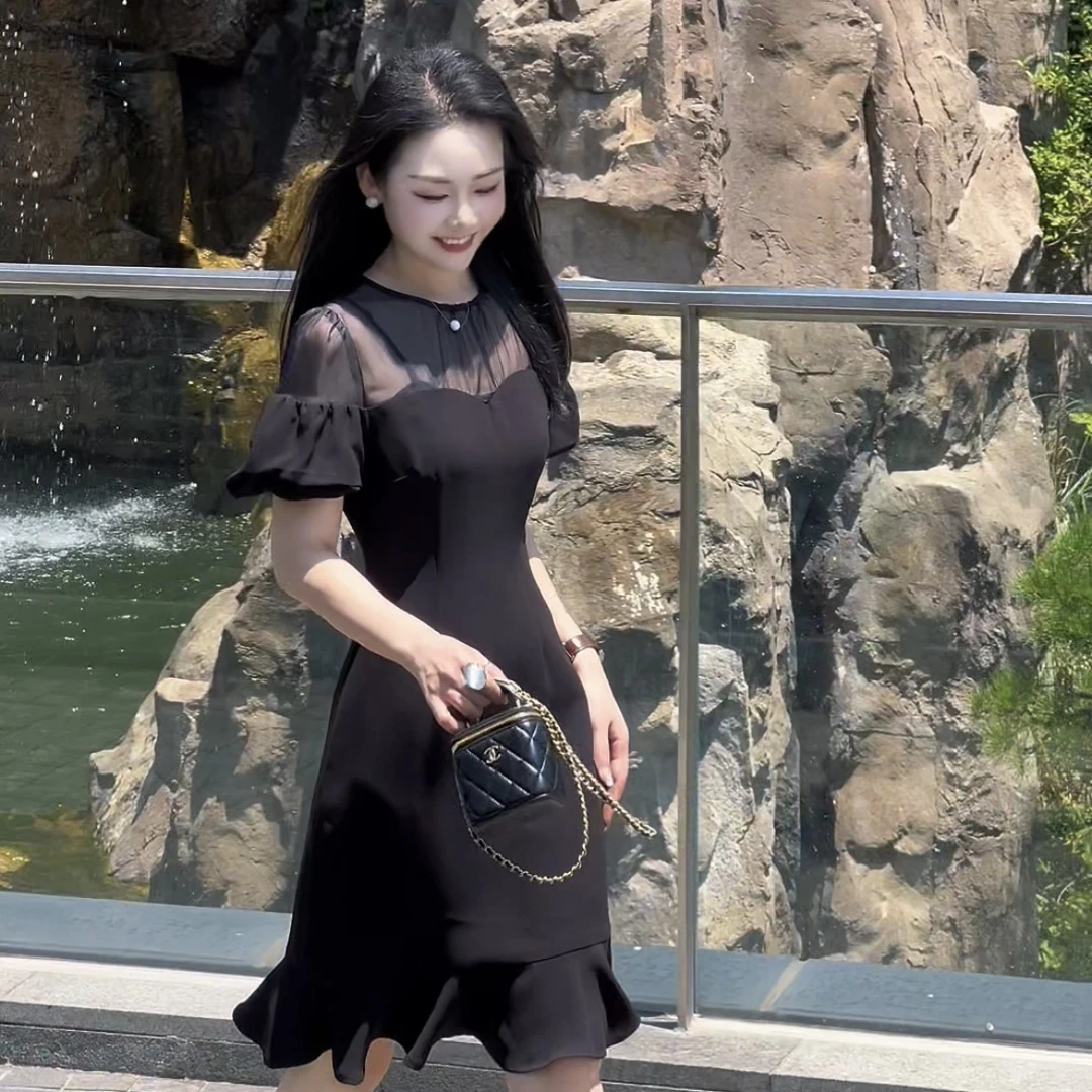 【连衣裙】JINGJIE STUDIO 夏季气质时尚百搭显瘦拼接连衣裙 96197