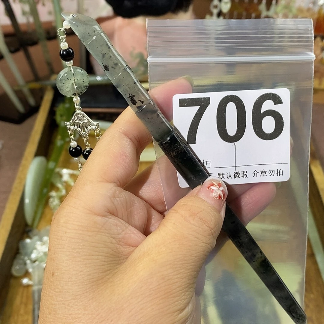重***室蛇纹石玉合金发饰