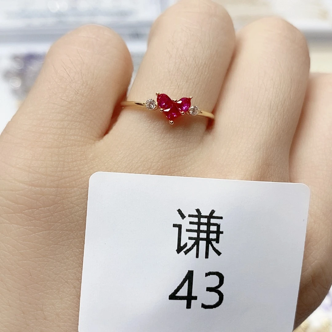 红宝石戒指银S925镶嵌谦43
