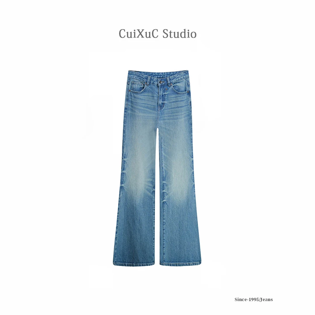 冬日恋曲-秋款直筒牛仔女-高腰设计感不鼓包不变形阔腿牛仔裤女