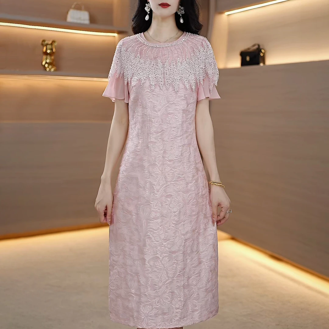 2025夏季新款A2900气质遮肉显瘦大码连衣裙女修身女装连衣裙