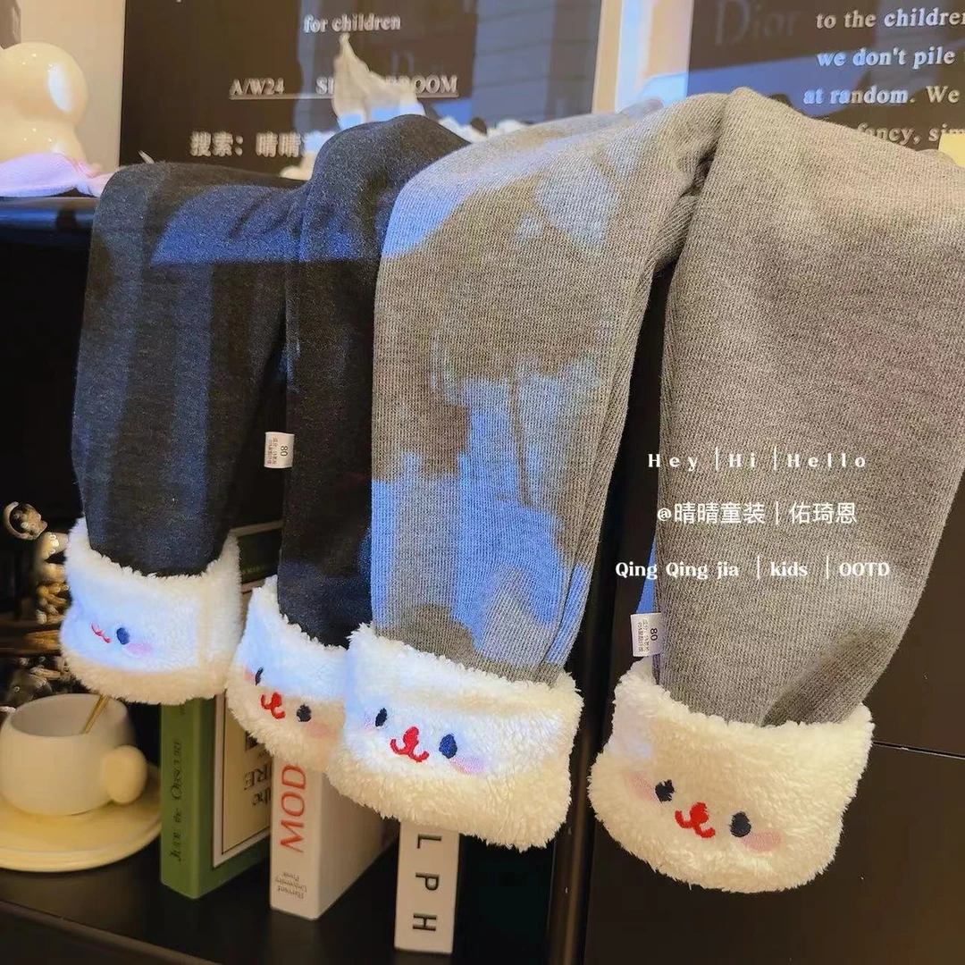 【加绒】女童秋冬款打底裤洋气时尚百搭款秋冬季卡通韩版保暖打底