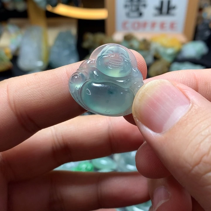 翡翠未镶嵌颈饰冰蓝佛公