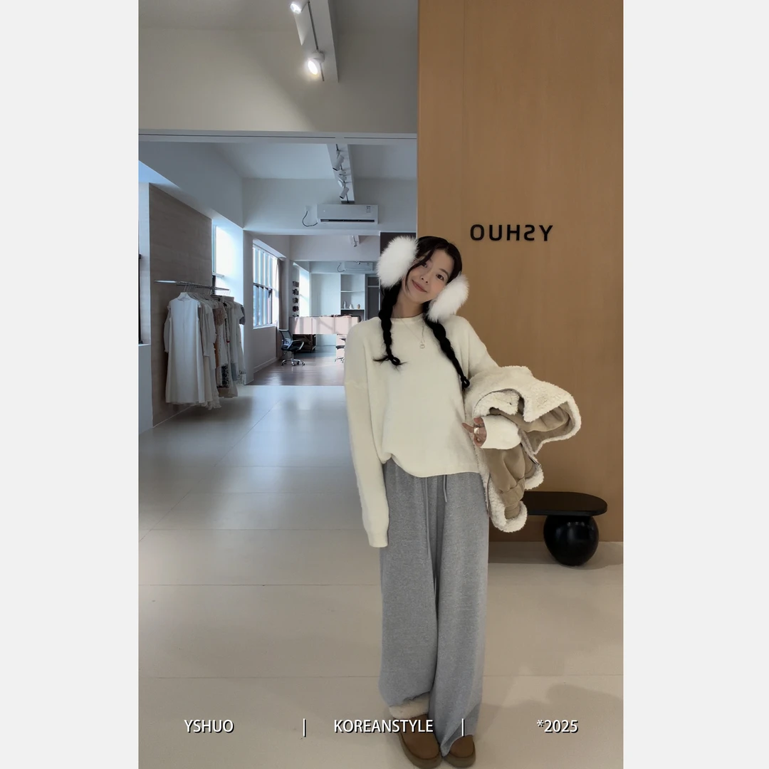 YSHUO【冬日精灵】秋冬百搭洋气软糯保暖宽松圆领气质针织毛衣25600
