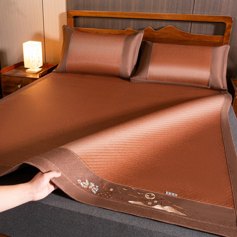 2025新款PE雪藤席冰藤席凉席冰丝席竹席蚊帐空调席学生席pe