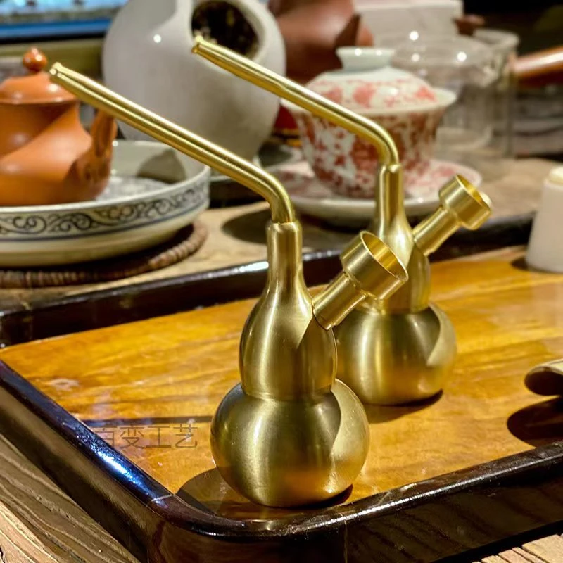 升级中号加后黄铜葫芦水/加水/粗中细/小丝一体四用抽烟纯铜老公