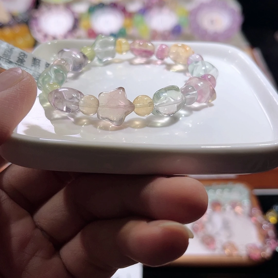 未镶嵌手链萤石马卡龙五角星13mm