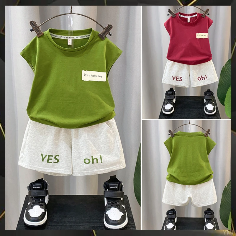 宝宝网红夏天薄款衣服无袖新款2025男童夏季背心套装儿童洋气夏装