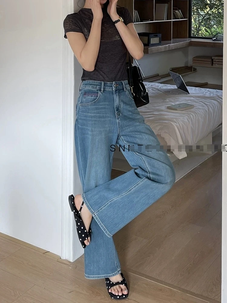 HH 83391 超显贵气的翡翠绿调，紫标四面弹窄版阔腿牛仔裤