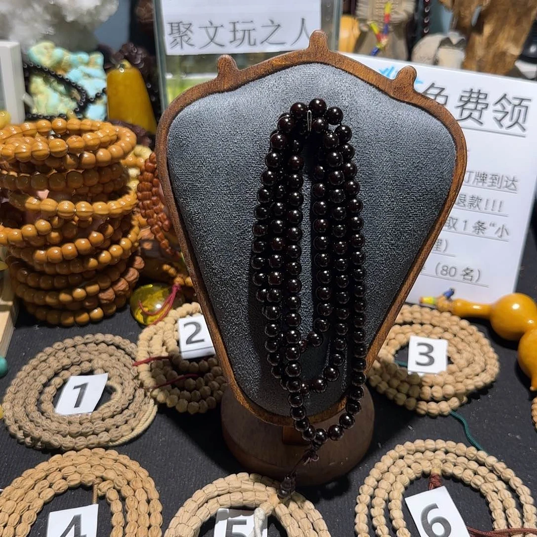檀香紫檀（小叶紫檀）小叶紫檀108长串黑珍珠款