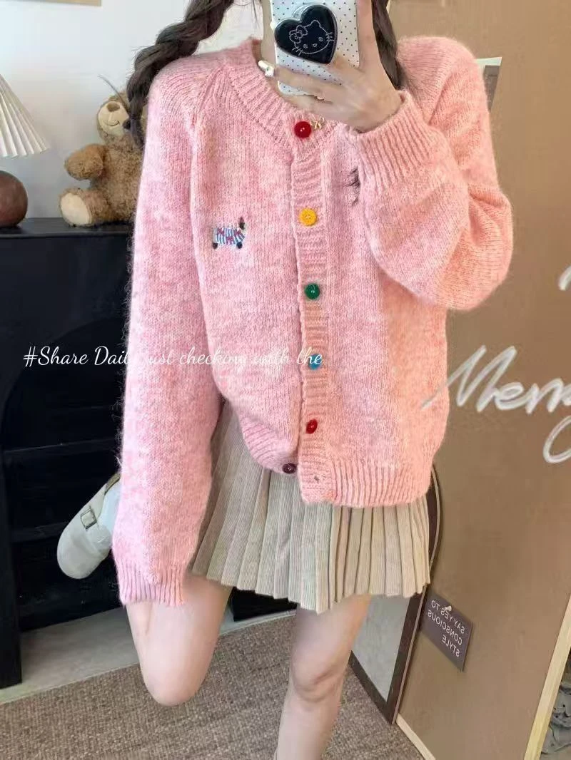 F601-F700宽松毛衣针织中长款秋冬百搭韩版上衣花色大码时尚开衫