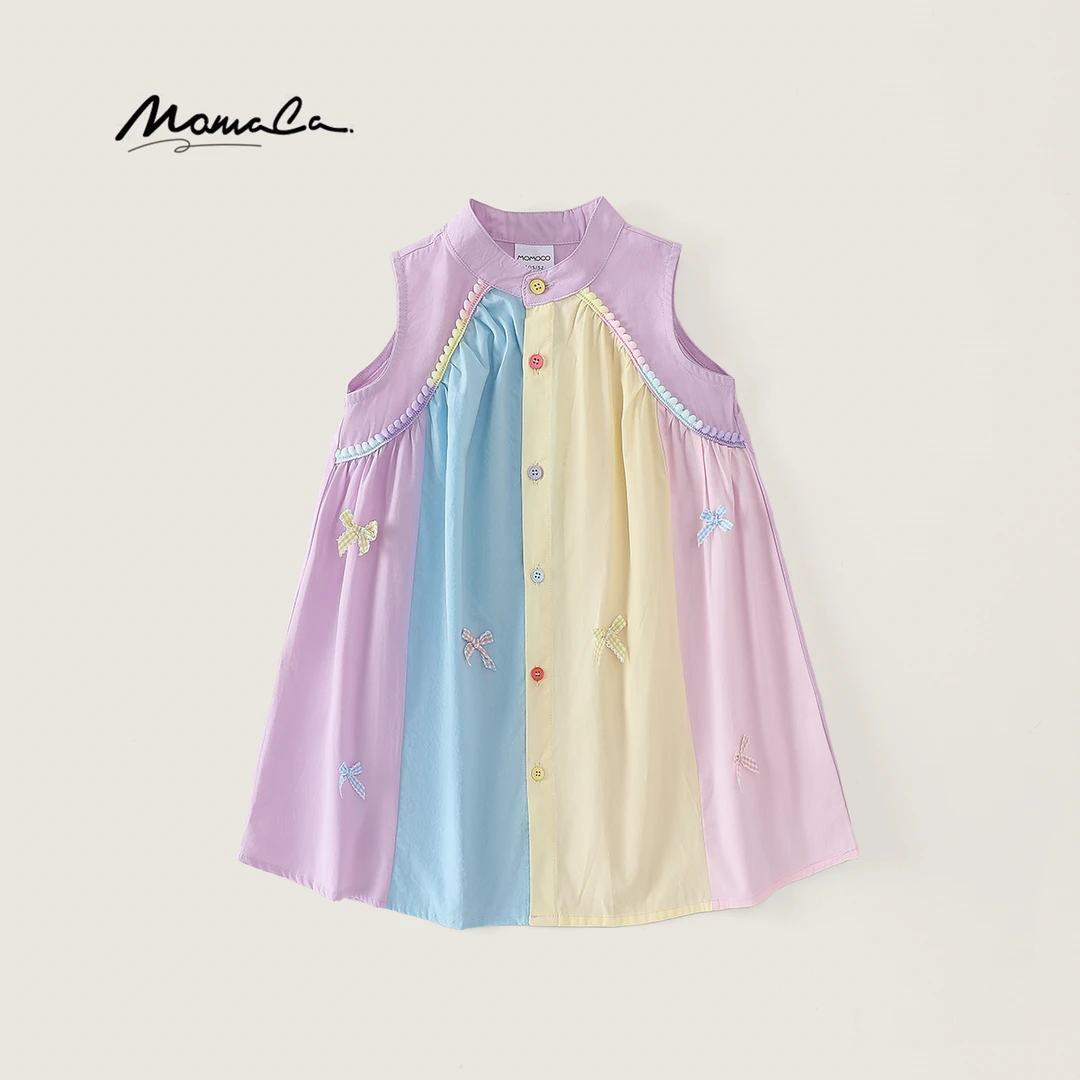 MOMOCO马卡龙拼色彩色女夏季女童连衣裙77630470313
