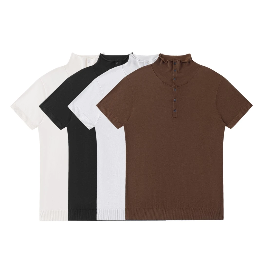 Hypeyourself 「积淀」双层卷边领木代尔绢丝混纺短袖打底