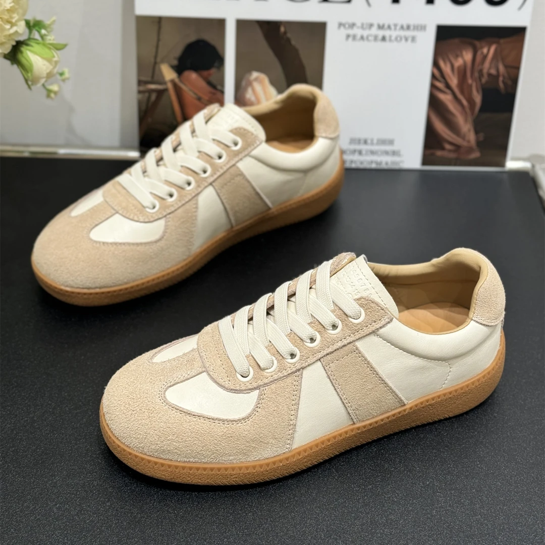 复古经典爆款真皮德训鞋女2025秋季新款平底休闲板鞋显脚小阿甘鞋