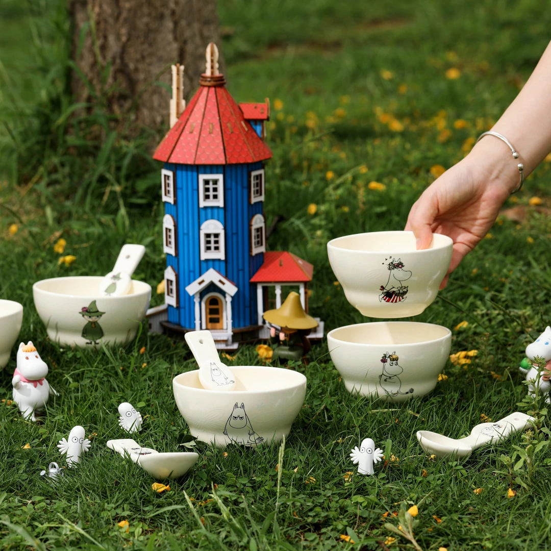 姆明Moomin正品繁花系列餐具米饭碗汤碗汤勺餐勺高温陶瓷家用创意