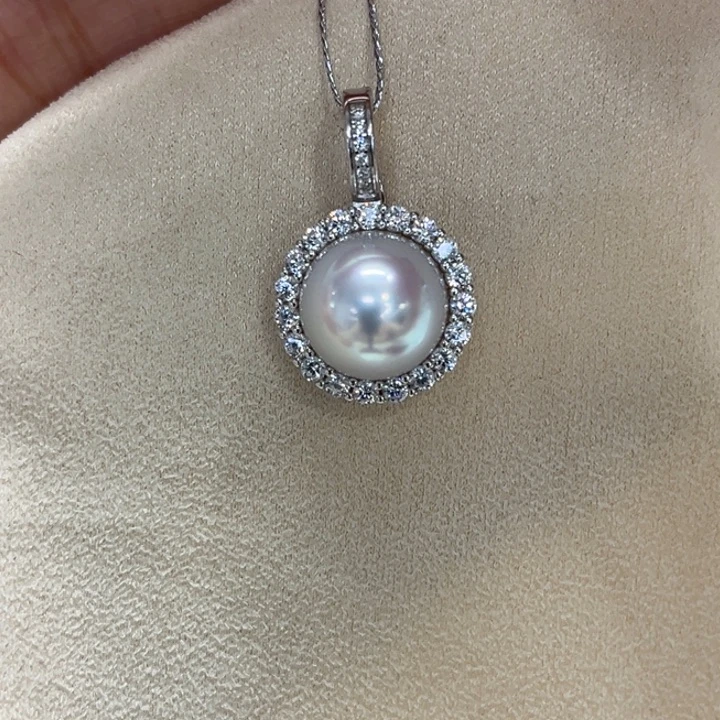 吊坠(不含链)银S925镶嵌海水珍珠11.5mm38号