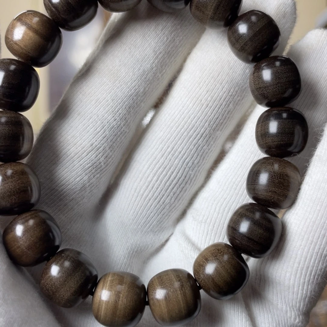 往***烟檀香木手串/手链老山檀香老料横纹阴沉11×11.8