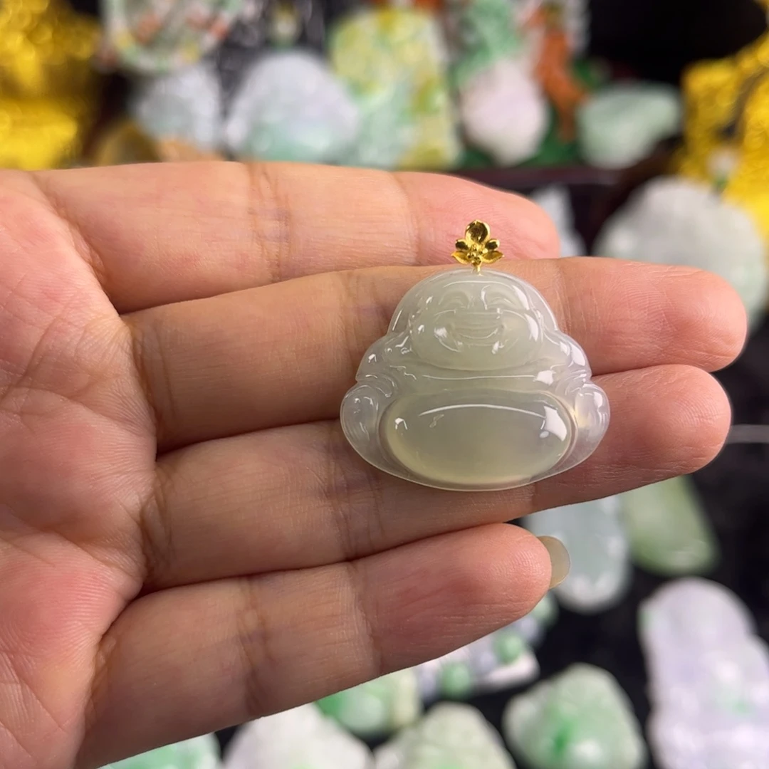 翡翠18K金镶嵌吊坠(不含链)