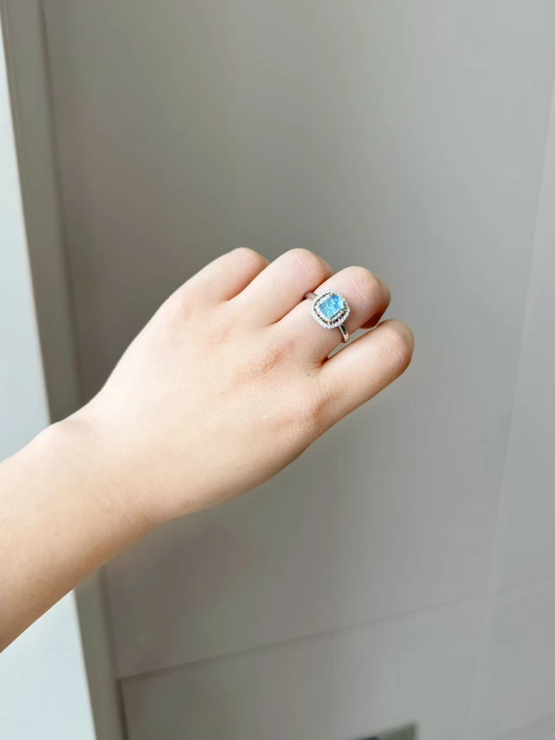 A40-【海蓝宝戒指】天然水晶手串配礼盒