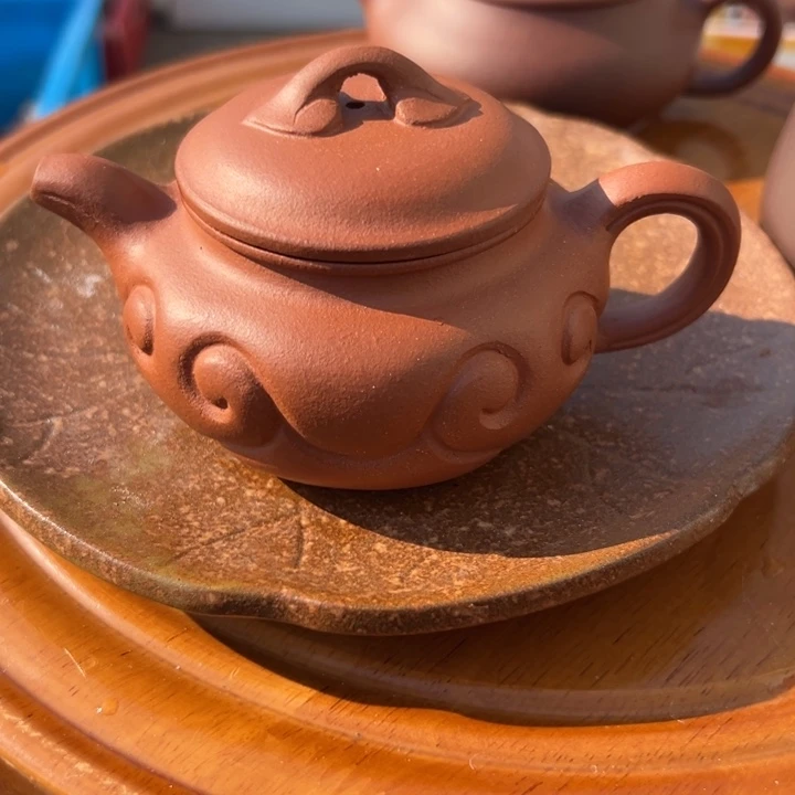 茶案紫砂红降坡仿古如意150c