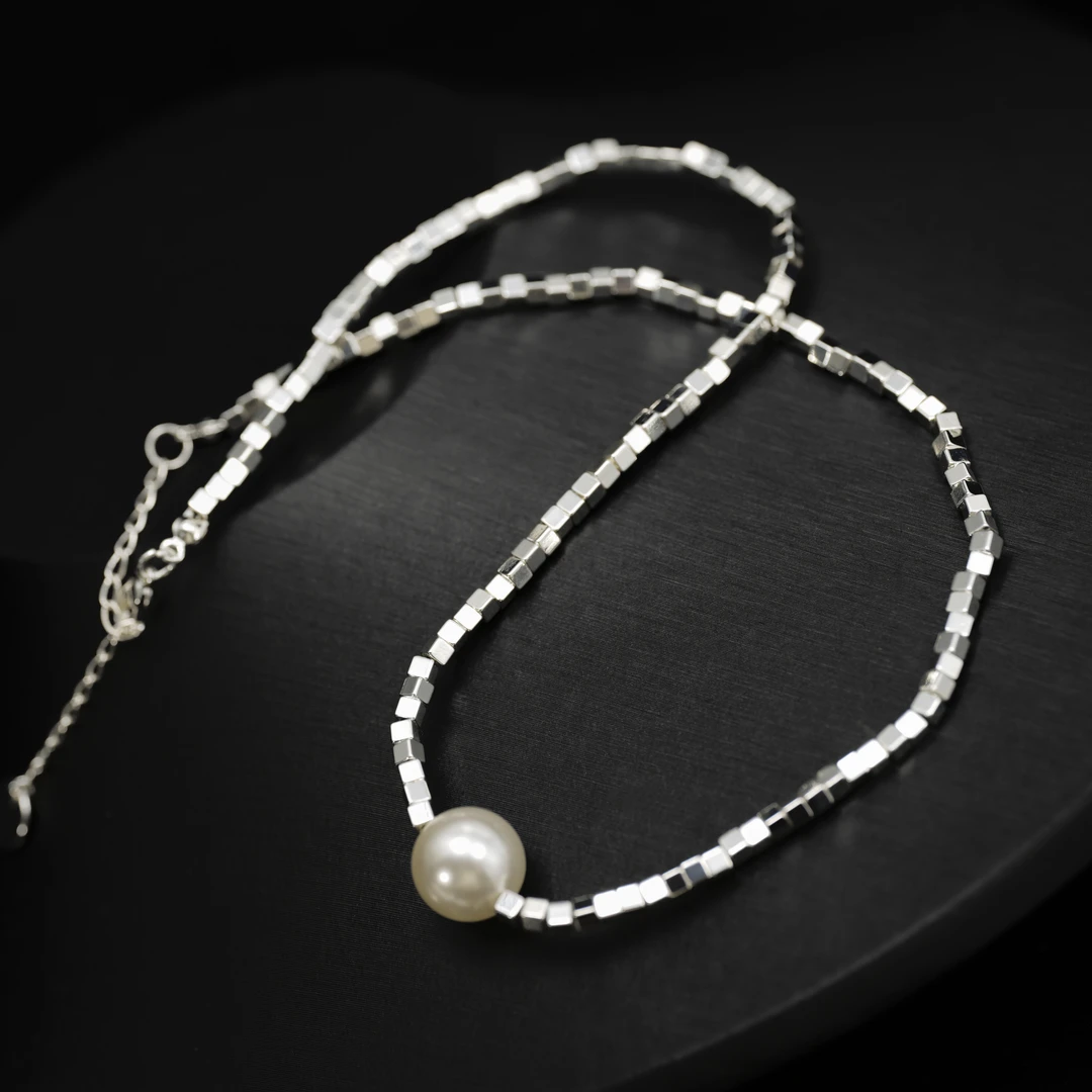 铜合金仿珍珠项链 欧美碎银子珍珠项链女高级碎银几两锁骨链颈链