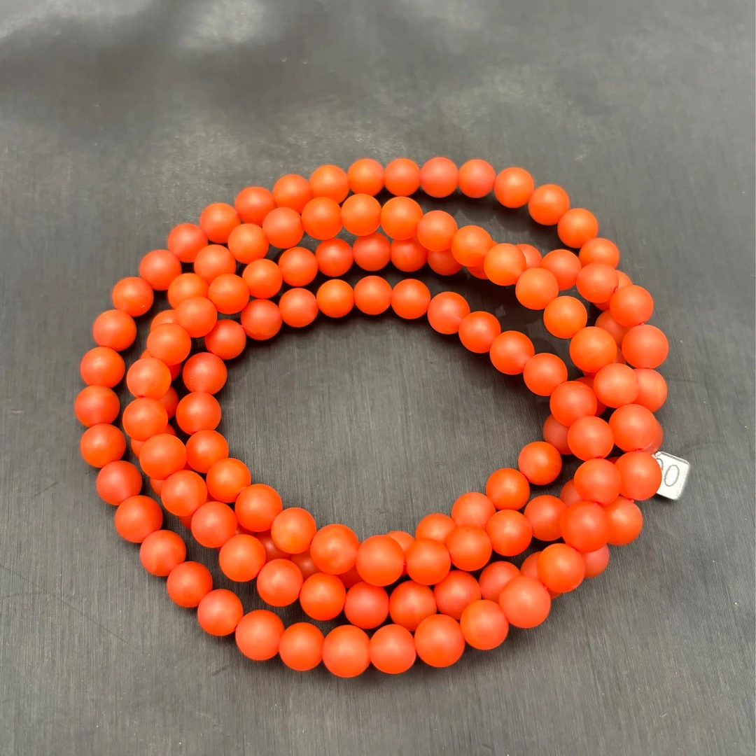 南红珠链未抛光卡6珠子