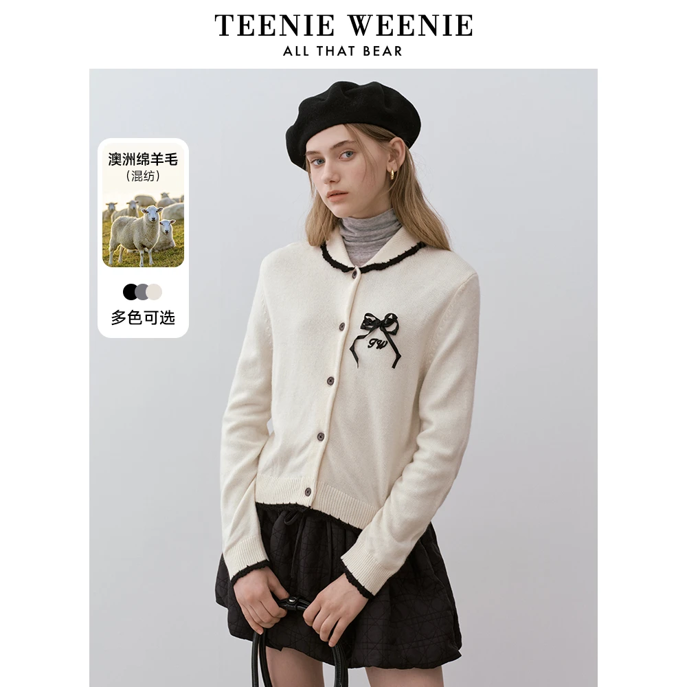 【达人专属】TeenieWeenie小熊女毛针织开衫24立体外套TTCK248C30I