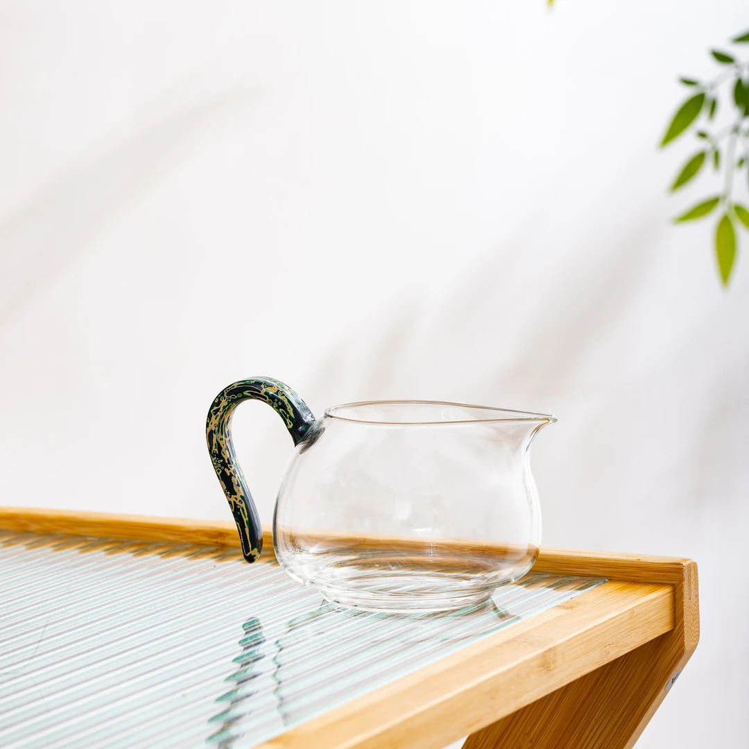 蜂鸟工坊 文创系列 玻璃 绿大漆把矮款鹰嘴公杯 WCBL176