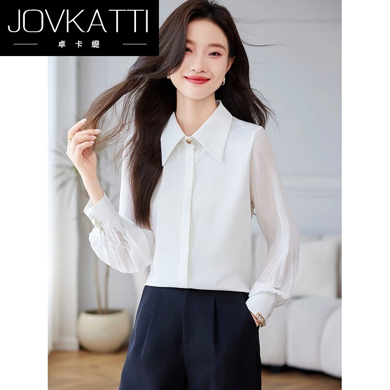 白色雪纺衬衫女2025秋季新款高级感轻奢减龄洋气通勤气质长袖上衣