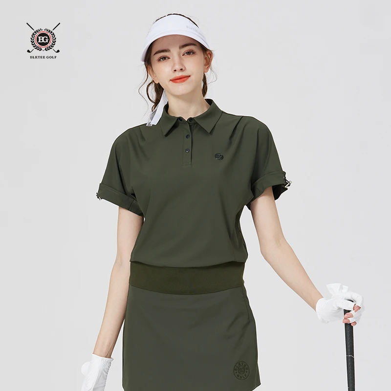 BLKTEE高尔夫服装女装短袖上衣弹力透气宽松POLO衫女士球衣显瘦