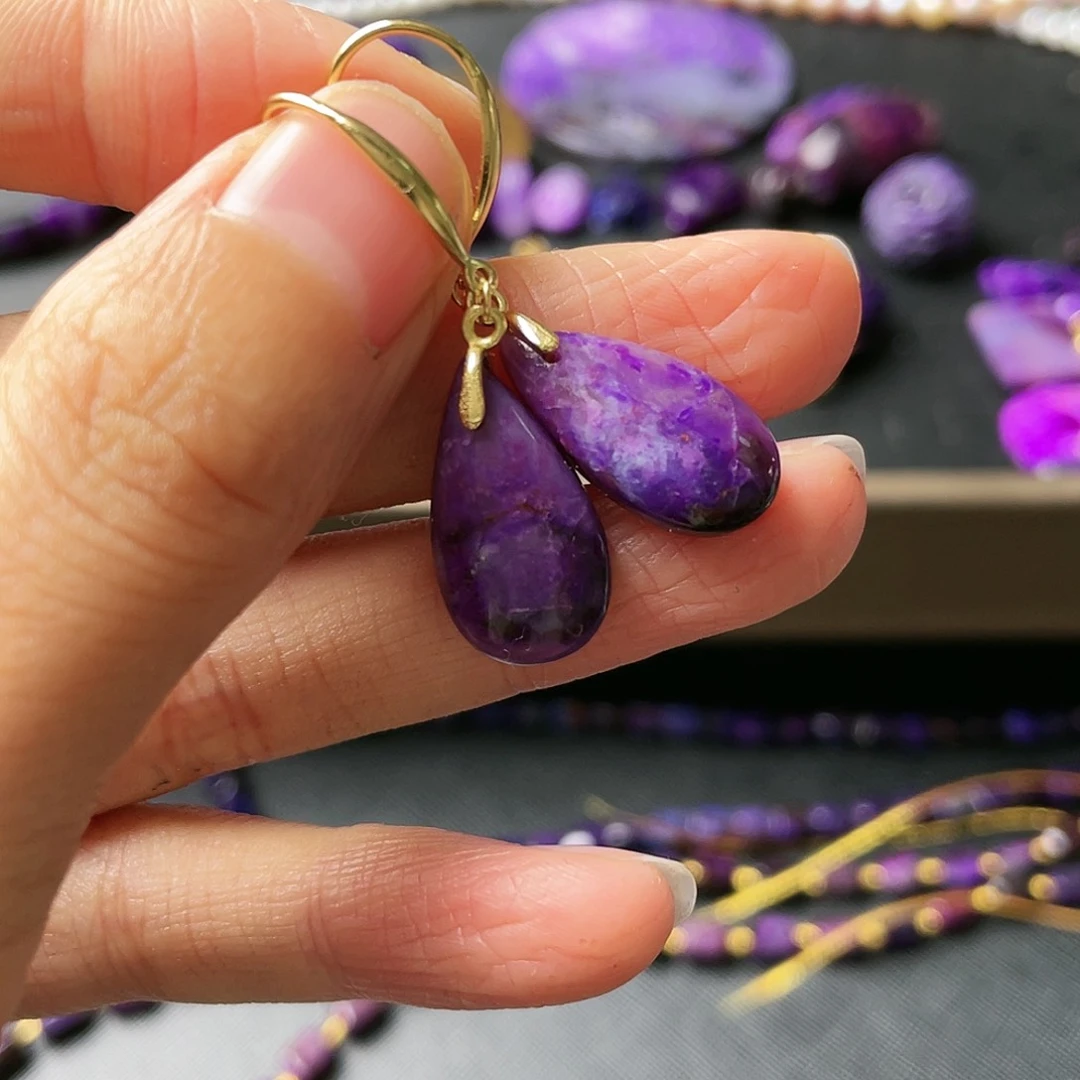 苏纪石（舒俱来）耳钩银S925镶嵌