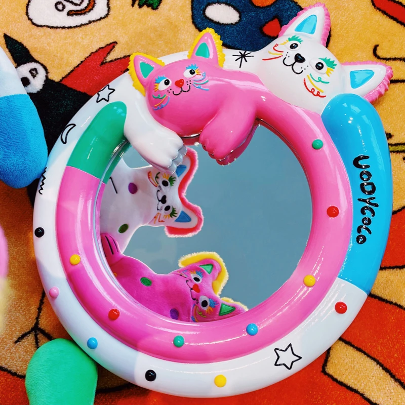 UODYCOCO有蒂棵棵甜心猫化妆镜墙面挂镜创意家居饰品礼物小众上墙