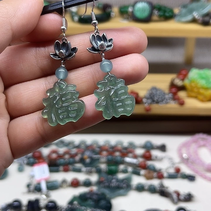 翡翠未镶嵌耳饰123456