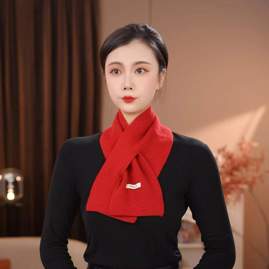 新款羊毛穿插懒人围脖时尚短款简约围巾男女同款