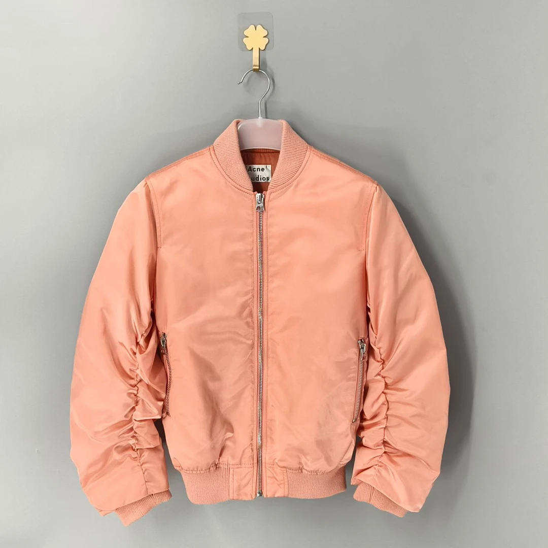 99新 Acne studio 葡萄籽奢潮/Acne 粉色飞行员夹克外套/34