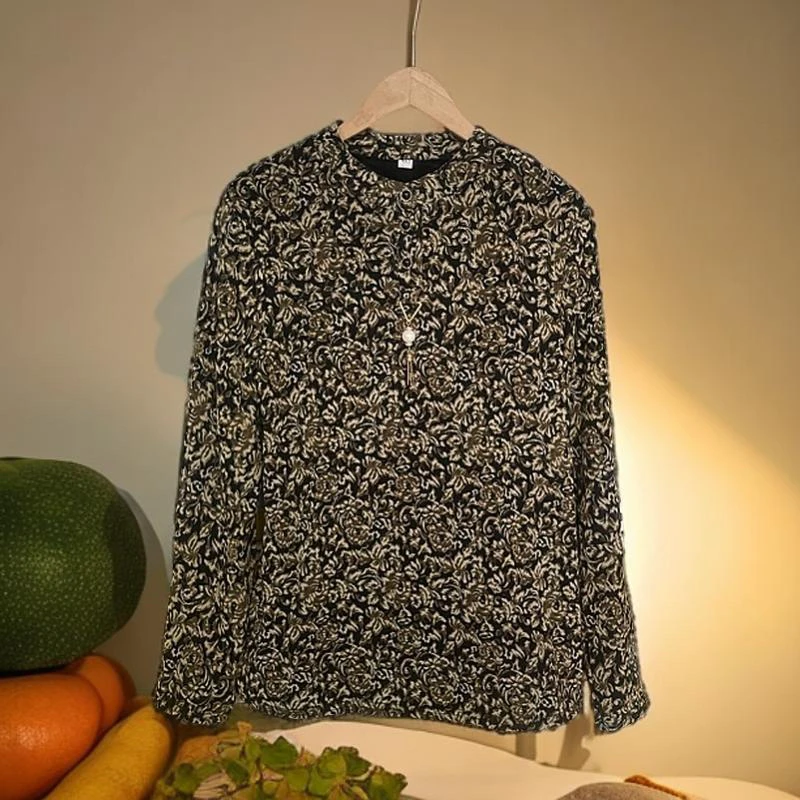 （女珠子花加绒）春秋款保暖打底衫中高领打底衫女士保暖上衣修身款