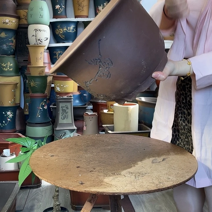 宜兴紫砂花盆30平角金钟