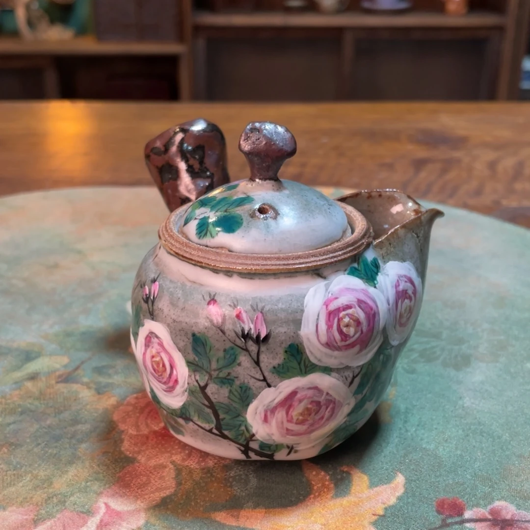 柴烧纯手工手绘陶瓷艾**绒