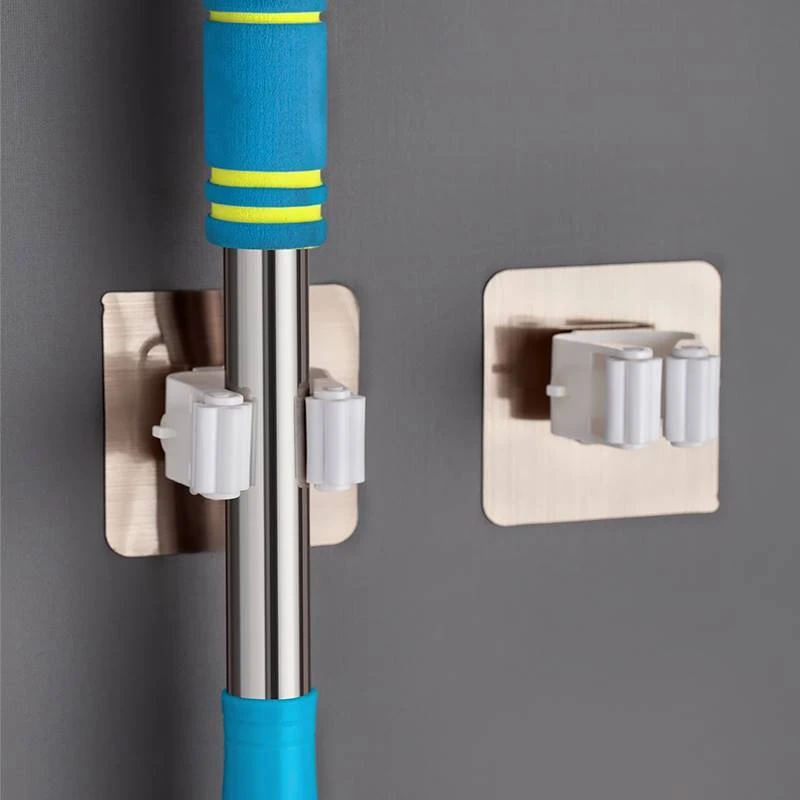 拖把架免打孔家用卫生间壁挂拖把夹厨房挂架神器强力收纳拖把挂钩